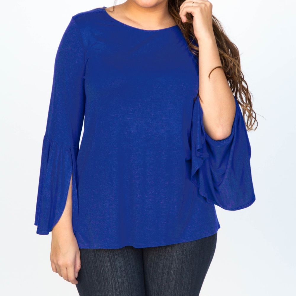 Bell sleeve tunic blue
